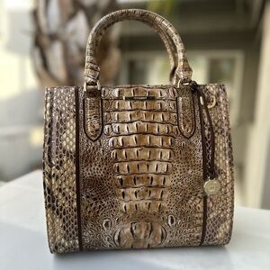 NWT BRAHMIN Caroline Cashew Cooper Croc- Embossed Genuine Leather Satchel‎